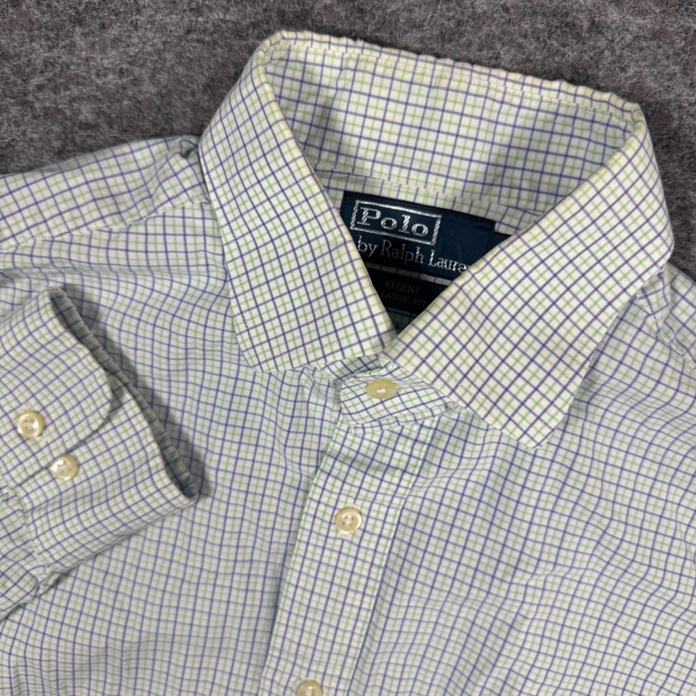 VTG Polo Ralph Lauren Regent Classic Fit LS Shirt Mens 15.5 32/33 Plaid White